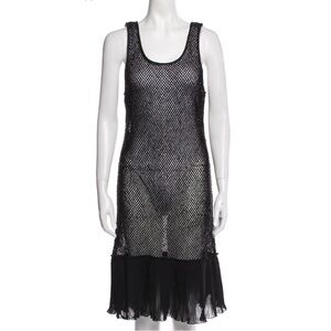 ALL SAINTS SLEEVELESS BLACK MESH EMBELLISHED BEADED SLIP COCKTAIL DRESS